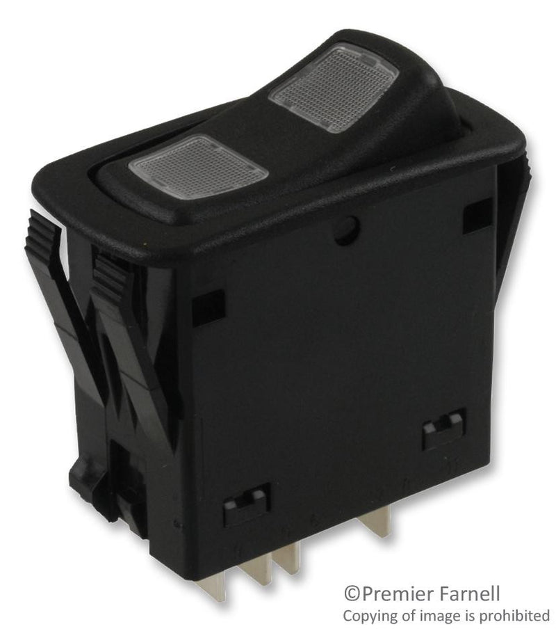 CARLING TECHNOLOGIES L26D1CHH1-A1100-000 SWITCH, ROCKER, ILLUMINATED, DPDT, 20A, 12VDC, BLACK