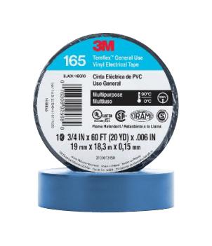 3M 165BL4A Tape PVC 19MM X 18M Blue