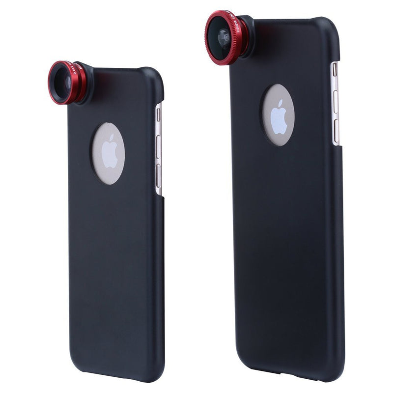 Tanotis - Neewer Red Universal 3 in 1 Camera Photo Lens Kit for iphone 6 and iphone 6 Plus with iphone Case, Includes: (1)Fisheye-Lens + (1)2 in 1 0.67X Wide Angle Lens and Macro Lens + (1)Carrying Pouch(Black)+(2)Lens Cover+(2)iphone Case