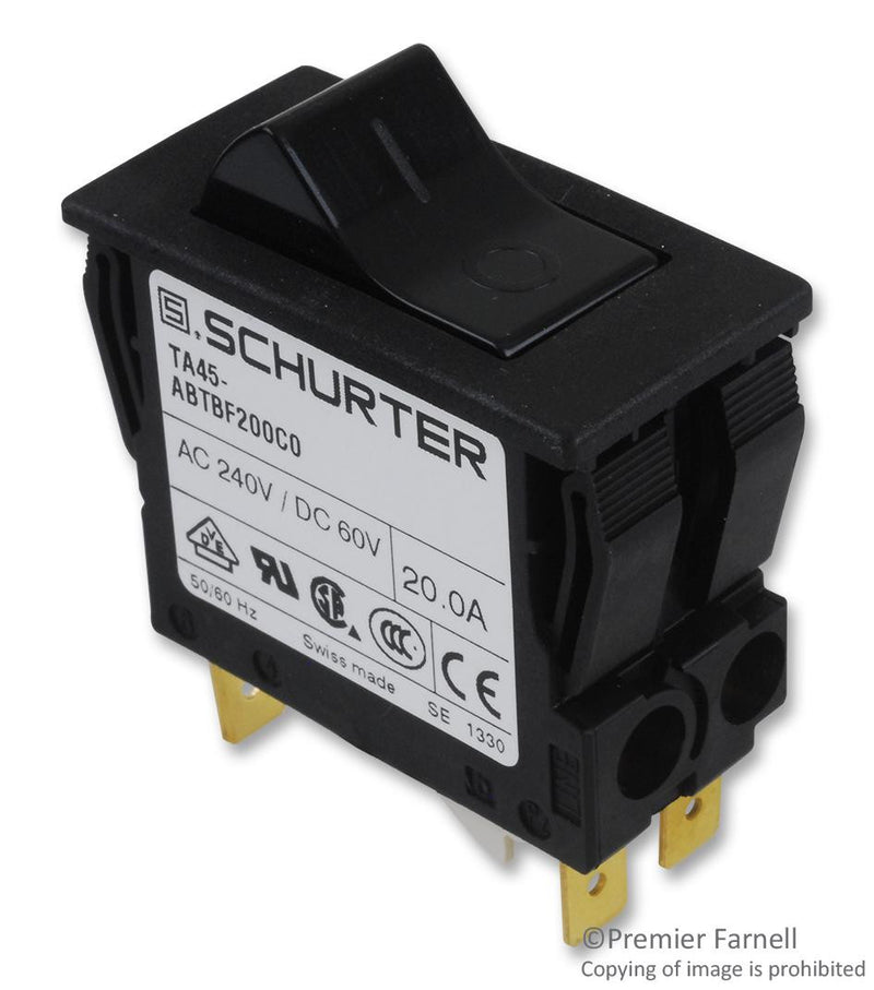 SCHURTER TA45-ABTBF200C0 CIRCUIT BREAKER, THERMAL, 1P, 240V, 20A