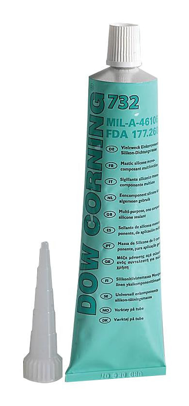 DOW CORNING 744 WHITE Adhesive, RTV Silicone, Tube, White, 90 ml