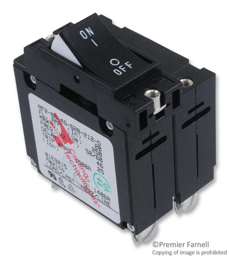 CARLING TECHNOLOGIES AF2-B0-46-620-212-D CIRCUIT BREAKER, 2 POLE, 277VAC, 20A