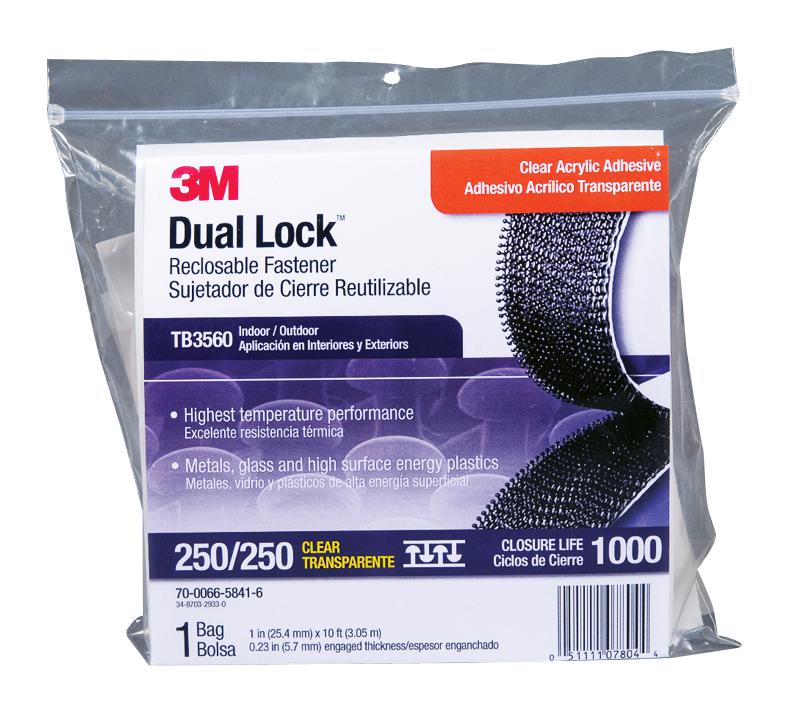 3M TB3560 Hook & Loop Fastener 10 ft 3.05 m 1 " 25.4 mm Transparent PO (Polyolefin)