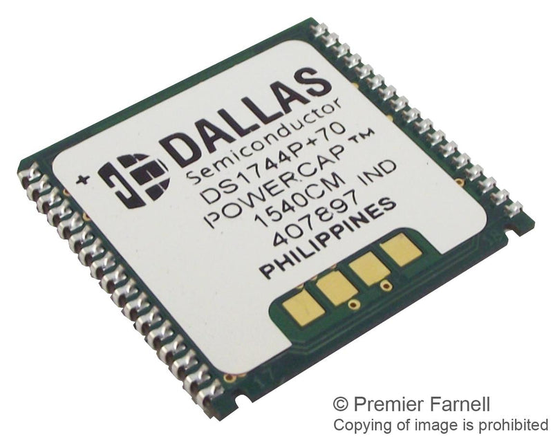 Maxim Integrated Products DS1744P-70+ RTC Date Time Format (Day/Date/Month/Year/Century HH:MM:SS) Parallel 5V Powercap Module-34