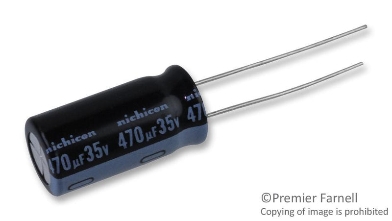 NICHICON UHE1V471MPD1TD ALUMINUM ELECTROLYTIC CAPACITOR, 470UF, 35V, 20%, RADIAL