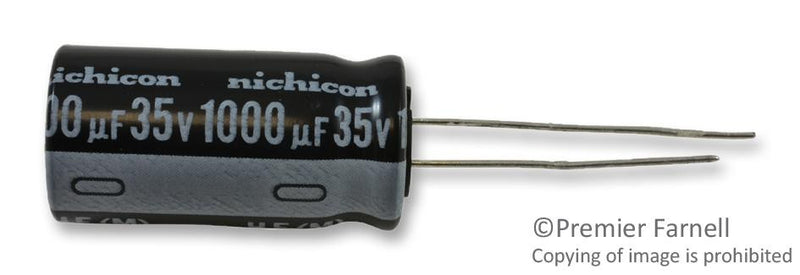 NICHICON UHE1V102MHD1TO ALUMINUM ELECTROLYTIC CAPACITOR, 1000UF, 35V, 20%, RADIAL