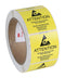 SCS 7202 LABEL, ESD WARNING, YELLOW, 4" X 4"