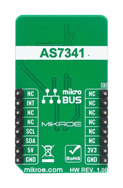 Mikroelektronika MIKROE-4165 MIKROE-4165 Click Board Spectrometer Optical AS7341 Gpio I2C Mikrobus 3.3 V/5 V 42.9 mm x 25.4