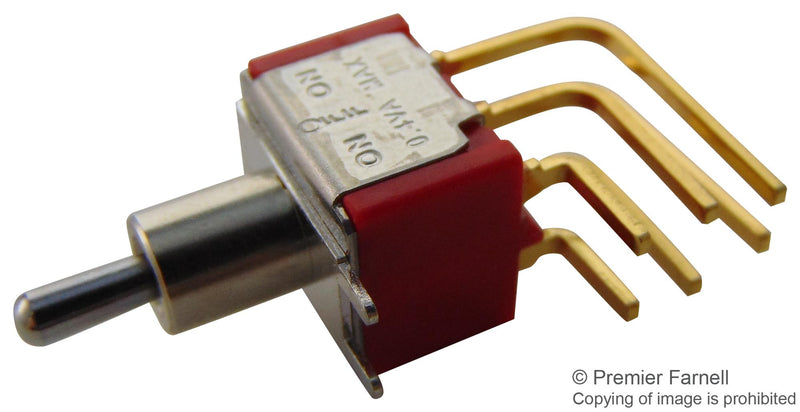 MULTICOMP 1MD3T2B4M7RE Toggle Switch, DPDT, Non Illuminated, On-Off-On, 1MD3 Series, Through Hole, 100 mA