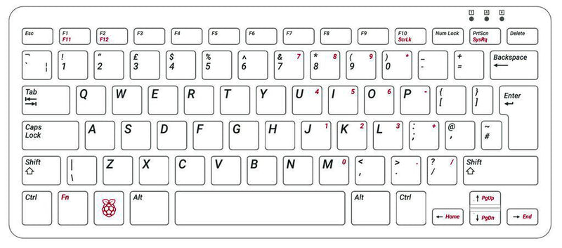 RASPBERRY-PI RPI-KEYB (UK)-RED/WHITE Development Kit Accessory Official Raspberry Pi Keyboard Red/White UK Layout Wired