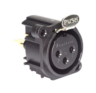 Amphenol SINE/TUCHEL AC3FAV-AU-PRE XLR Connector 3 Contacts Jack Chassis Mount Gold Plated Thermoplastic Body