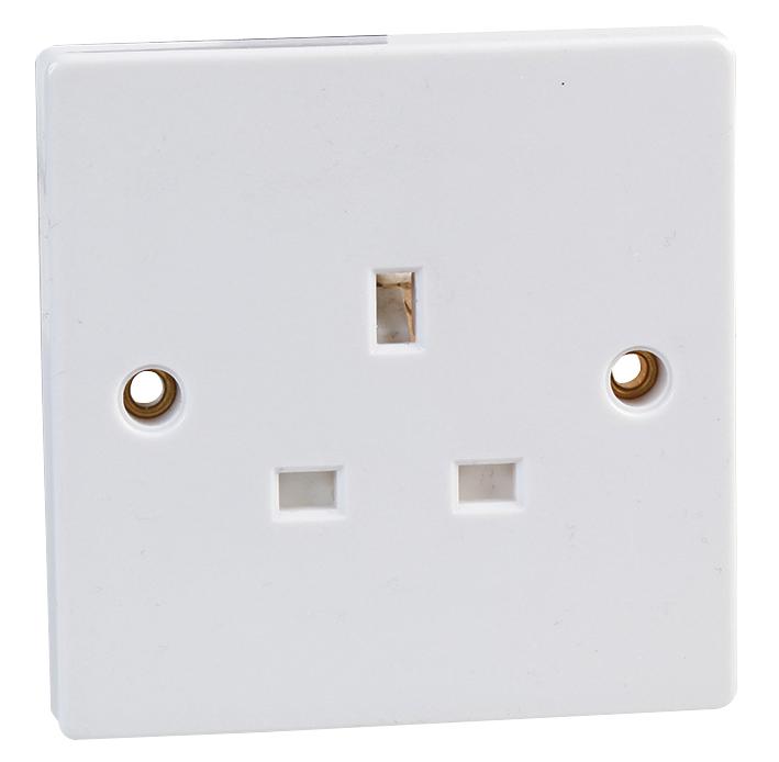 PRO Elec 9143 Socket Unswitched 1 Gang White Moulded
