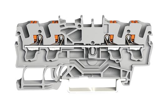 Wago 2202-1401 DIN Rail Mount Terminal Block 4 Ways 12 AWG 2.5 mm&sup2; Clamp 24 A