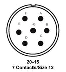 ITT Cannon MS3102R20-15SW MS3102R20-15SW Circular Connector MIL-DTL-5015 Series Box Mount Receptacle 7 Contacts Solder Socket Threaded