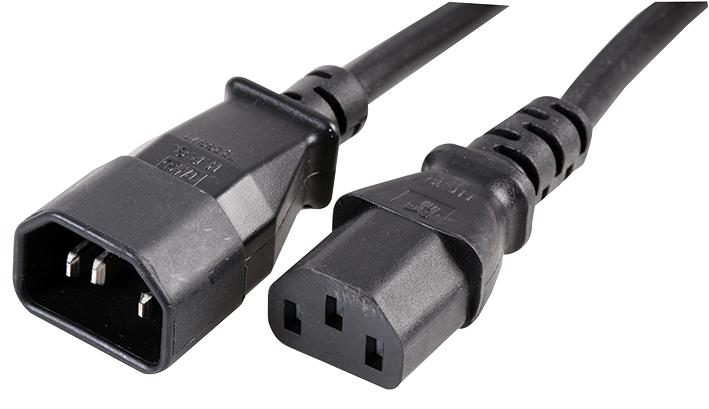 PRO Power PE01088 2M Mains Cord IEC 60320 C14 to C13 2 m 10 A Black