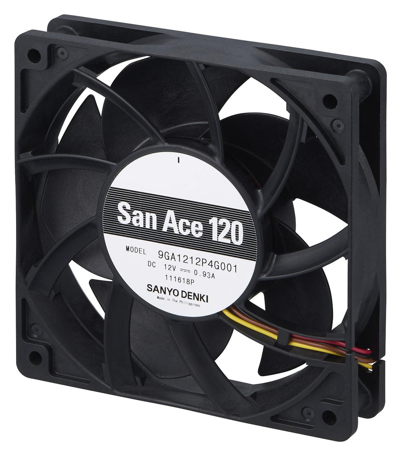 Sanyo Denki - Sanace Fans 9GA1212P4S001 Axial Fan 12 V DC 120 mm 25 54 dBA 113 cu.ft/min