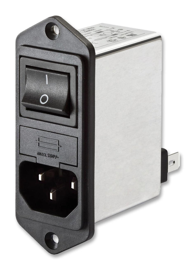 Schaffner FN281-10-06 FN281-10-06 Filtered IEC Power Entry Module C14 General Purpose 10 A 250 VAC 2-Pole Switch
