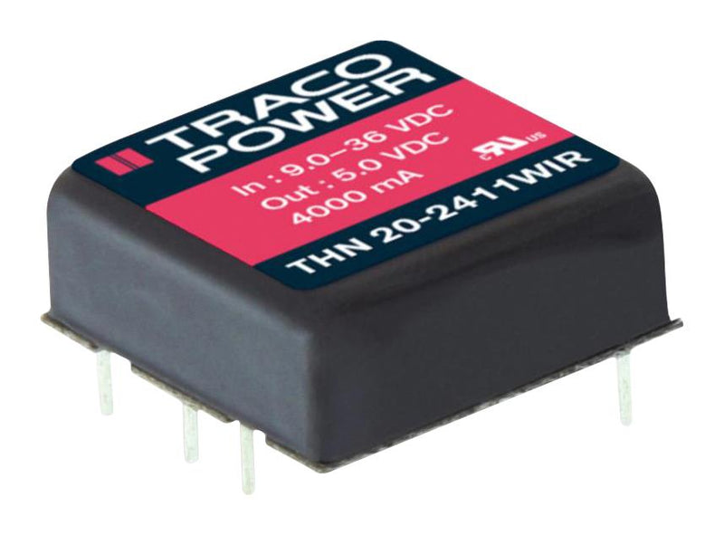 Traco Power THN 20-2411WIR THN 20-2411WIR Isolated Through Hole DC/DC Converter Railway 4:1 20 W 1 Output 5.1 V 4 A