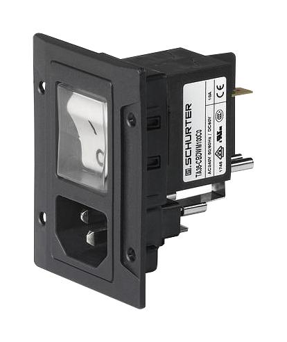 Schurter 3-109-719 Power Entry Connector IP67 C14 DG11 Series Plug 250 VAC 10 A Panel Mount Quick Connect