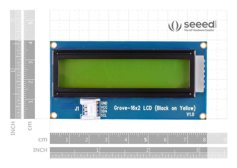 Seeed Studio 104020113 LCD&nbsp;Board Cable 16x2 Black on Yellow Arduino Raspberry Pi &amp; Ardupy Board