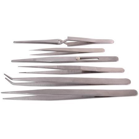 Duratool JS-181T Six Piece Stainless Steel Tweezer Set