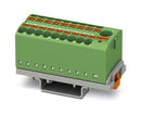Phoenix Contact PTFIX 6/18X25-NS35 GN Panel Mount Barrier Terminal Block Green 24 A 690 V 19 Pole Push In 12 AWG