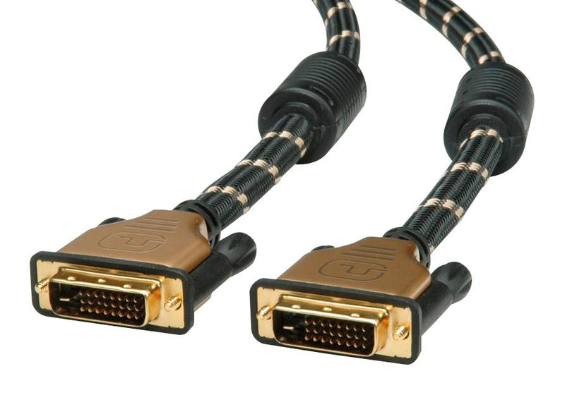 Roline 11.04.5514 Computer Cable DVI-D (Dual Link) Plug 16.4 ft 5 m Black Gold