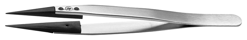 IDEAL-TEK 3CFR.SA Tweezer, Component Positioning, Straight, Pointed, Stainless Steel, PA66 Tip, 130 mm