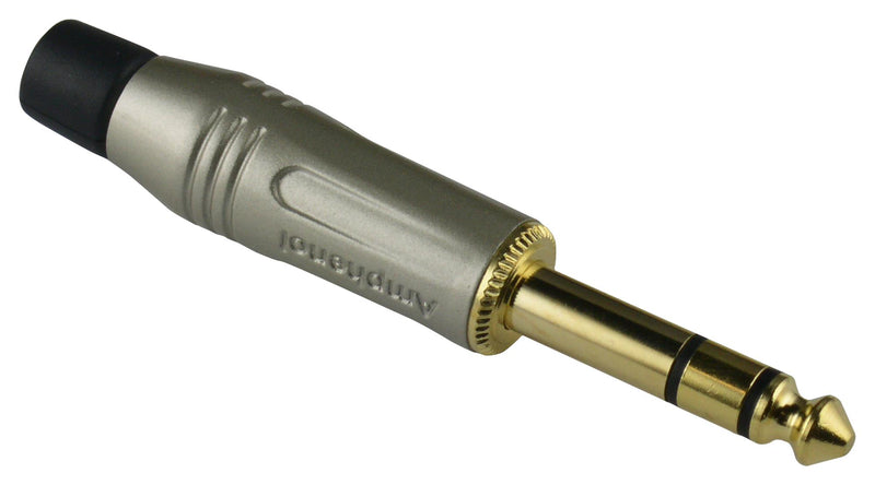 Amphenol SINE/TUCHEL ACPS-GN-AU Phone Audio Connector Stereo 3 Contacts Plug 6.35 mm Cable Mount Gold Plated