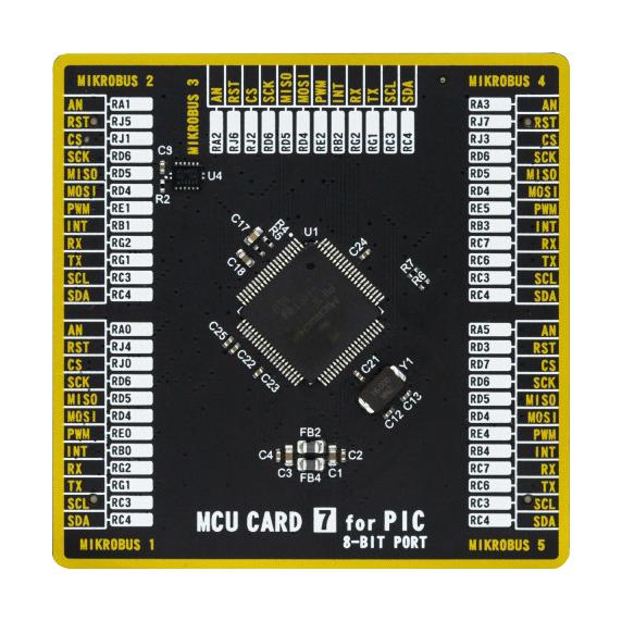 Mikroelektronika MIKROE-4009 Add-On Board Mikroe MCU Card 7 PIC18F PIC18F87J50-I/PT 2 x 168 Pin Mezzanine Connector New