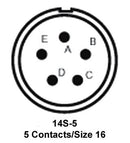 ITT Cannon MS3102R14S-5SF16 MS3102R14S-5SF16 Circular Connector MIL-DTL-5015 Series Box Mount Receptacle 5 Contacts Solder Socket Threaded
