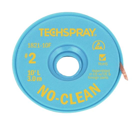 Techspray 1821-10F 1821-10F Desoldering Braid 10 ft x 1.4 mm Flux Coated Copper No Clean New
