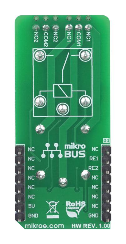 Mikroelektronika MIKROE-3357 Add-On Board Relay 3 Click 2 x 5V Relays 7A Mikrobus