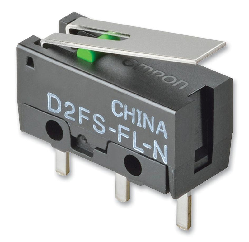 OMRON ELECTRONIC COMPONENTS D2FS-FL-N Microswitch, Ultra Subminiature, Hinge Lever, SPST-NO, Through Hole, 100 mA, 6 VDC
