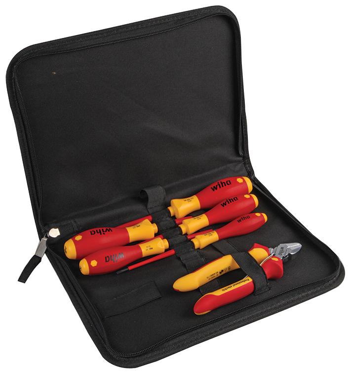 Wiha 33969 6 Piece VDE Screwdriver Set With Side Cutter in a Zip Case