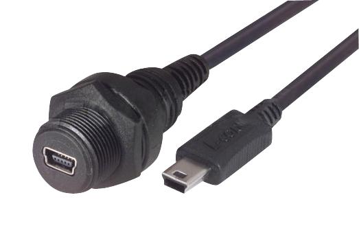 L-COM WPUSBMB5X-05M USB Cable Mini Type B Plug to Receptacle 500 mm 19.7 " 2.0 Black New