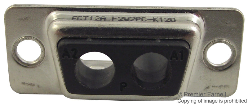 FCT - A MOLEX COMPANY F2W2PC-K120 Combination Layout D Sub Connector, Through Hole, DE-2W2, Plug, 0 Contacts, 2, Through Hole