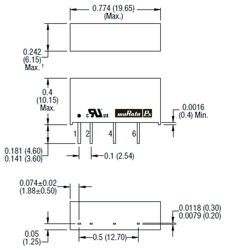 Murata Power Solutions MER1S4805SC Isolated Board Mount DC/DC Converter ITE 1 Output W 5 V 200 mA