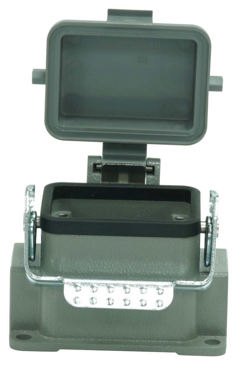 Multicomp PRO MP009359 Heavy Duty Connector Base Bulkhead Mount Side Entry Aluminium Body 1 Lever 6B
