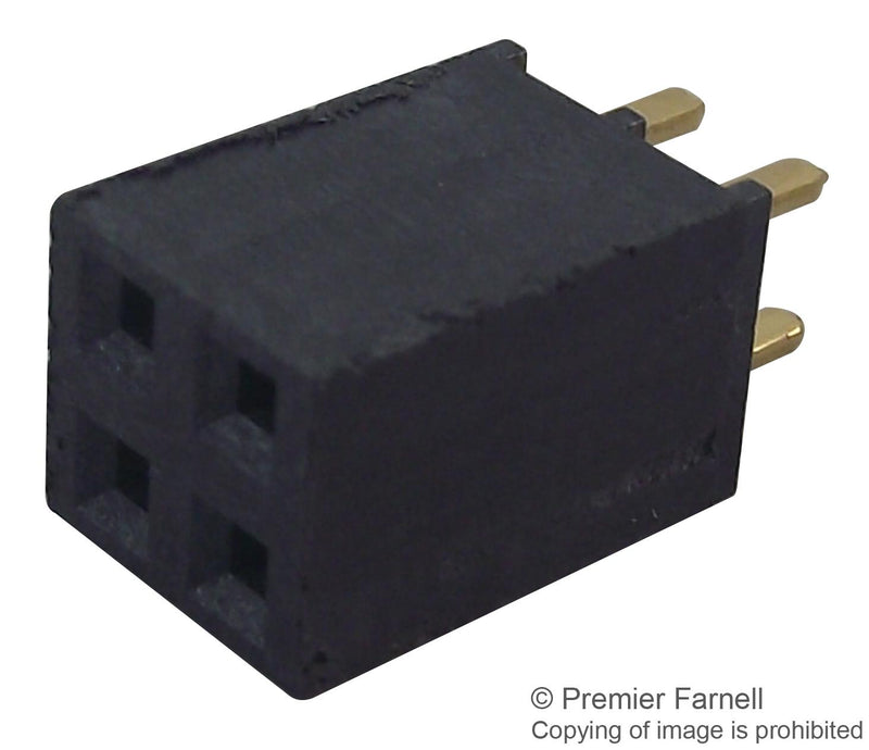 Samtec BCS-102-L-D-TE Board-To-Board Connector 2.54 mm 4 Contacts Receptacle BCS Series Through Hole 2 Rows