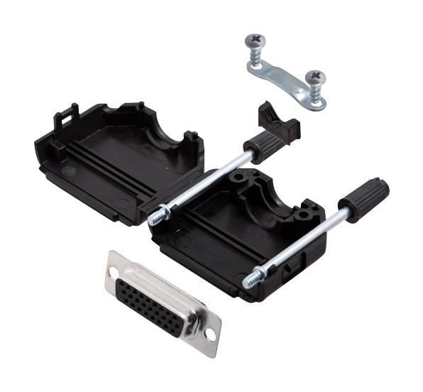 Amphenol ICC (COMMERCIAL PRODUCTS) L17DPPK15-BK+L77HDA26S D Sub Connector With Backshell HD26 26 Contacts Receptacle Solder DA L17DPPK-BK Series