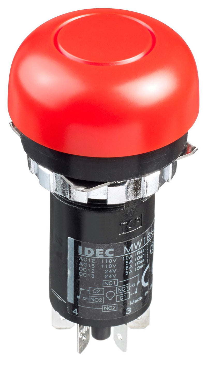 Idec MW1B-A32R MW1B-A32R Pushbutton Switch MW 22 mm Dpdt Maintained Mushroom Red