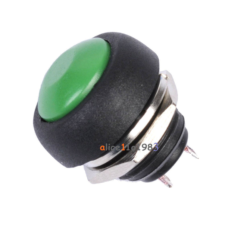 Tanotis  12mm Waterproof Momentary ON/OFF Push Button Mini Round Switch Green