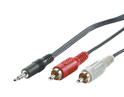 Roline 11.09.4341 Audio / Video Cable Assembly 3.5mm Stereo Jack Plug Phono (RCA) x 2 4.9 ft 1.5 m Black