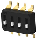 Alcoswitch - TE Connectivity EDS04SGNNTR04Q DIP / SIP Switch Raised Type 4 Circuits Spst SMD EDS Series Unsealed 24 V
