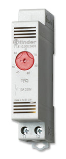 FINDER 7T.81.0.000.2401 Thermostat, 7T Series, -20&deg;C to +40&deg;C, Normally Closed, 10 A at 250 Vac, DIN Rail, Heating Control