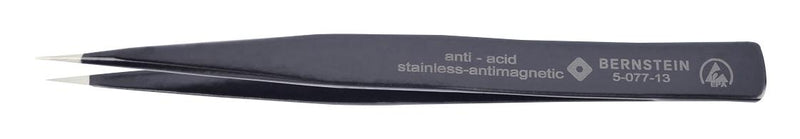Bernstein Werkzeugfabrik 5-077-13 Tweezer ESD SMD Straight Pointed Stainless Steel 130 mm Length