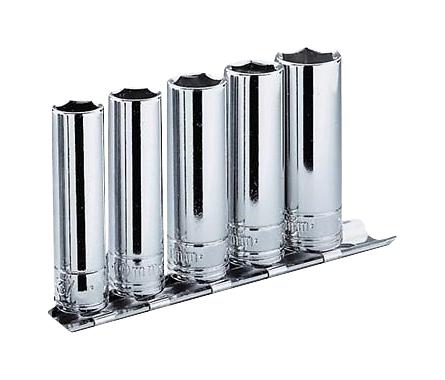 Facom RL.41E Socket Set 5 x 1/4" Long-Reach Metric 6 Point 10/11/12/13/14mm RLA Sockets CKS.89 Metallic Rack