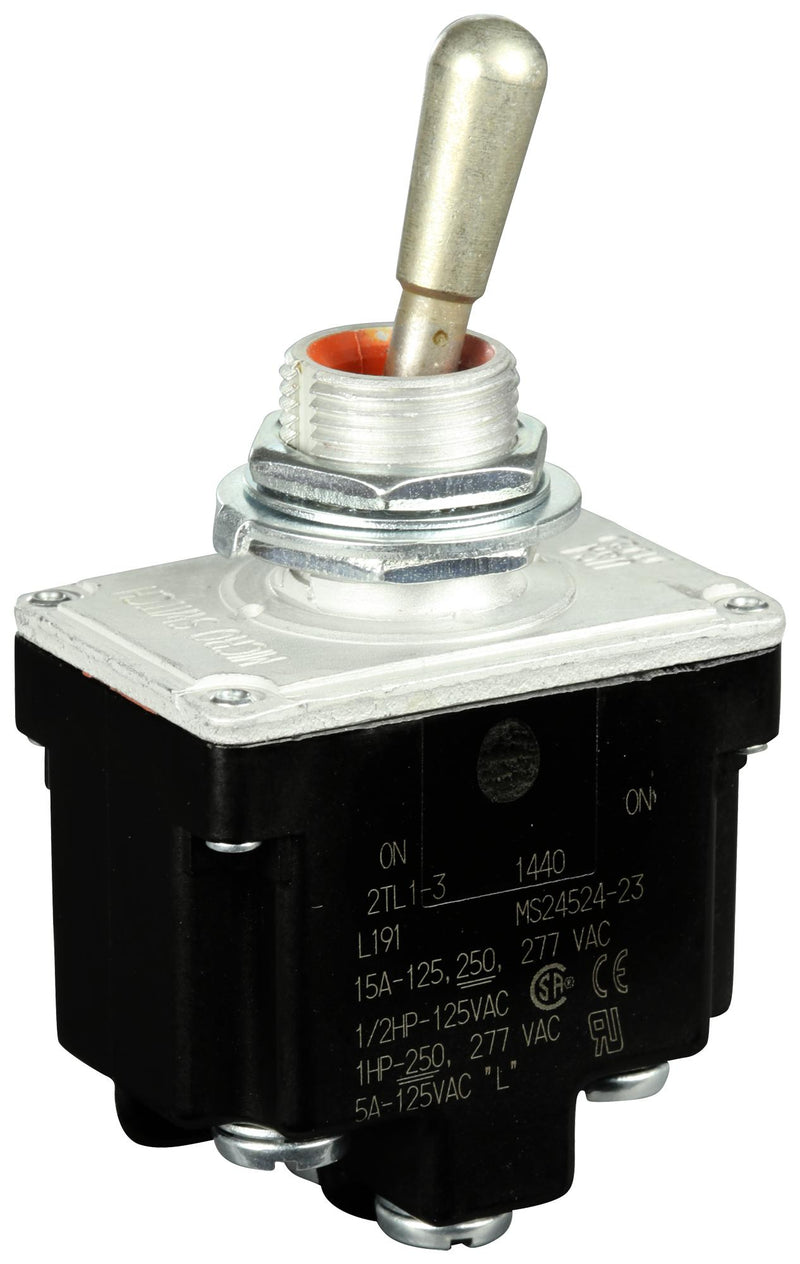 Honeywell 2TL1-1E Toggle Switch On-Off-On Dpdt Non Illuminated TL Series Panel Mount 20 A