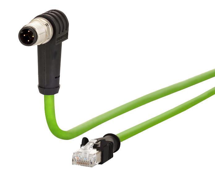 Metz Connect 142M4D95030 Sensor Cable M12 Right Angle 4 Position Plug RJ45 3 m 9.8 ft